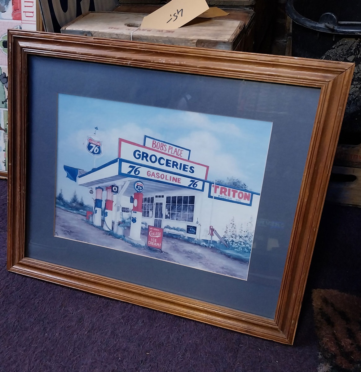 Fiftiesstore Bob's Place Gas Station Framed Art - 58 x 48cm