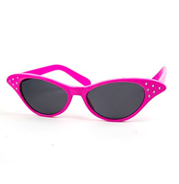 Cat Eye Sunglasses Rhinestones Bright Pink 