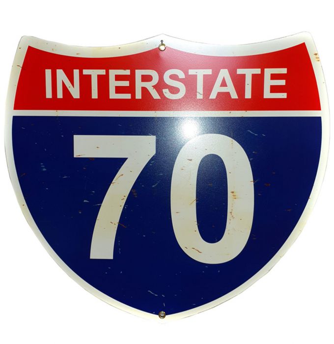 Interstate 70 Street Sign - Rusty Looking Spots - 43 x 38 cm ...