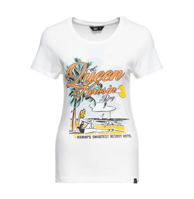 Queen Kerosin T-Shirt Queens Bay Off White - FiftiesStore.com