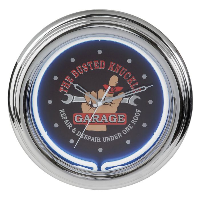 The Busted Knuckle Garage Neon Clock 220v Fiftiesstore Com