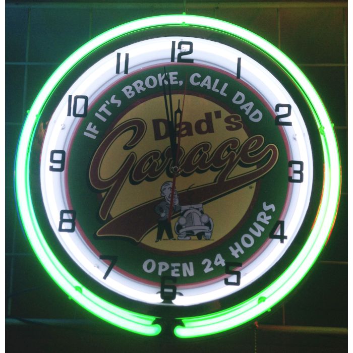 Dad S Garage Double Neon Clock Fiftiesstore Com