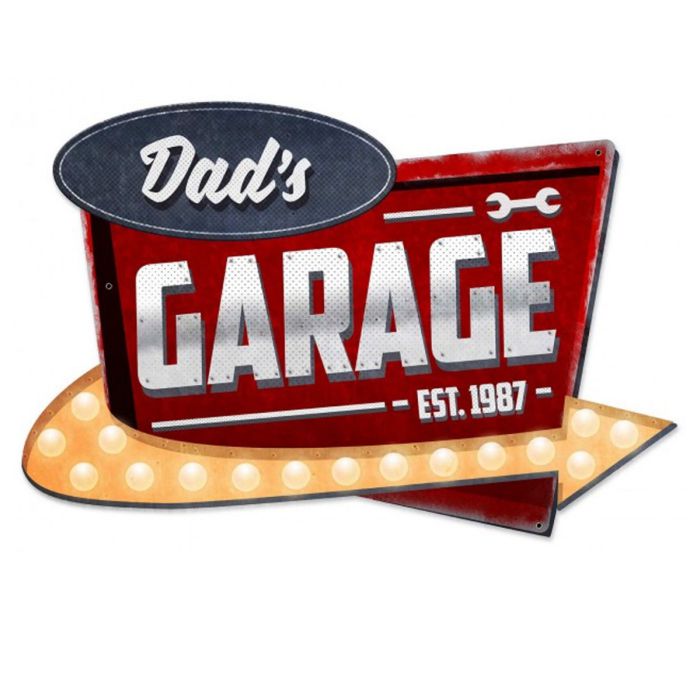 Dad S Garage Est 1987 Heavy Gauge Metal Sign 58 X 39 Cm