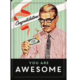 Metal Postcard Congratulations You Are Awesome - FiftiesStore.com