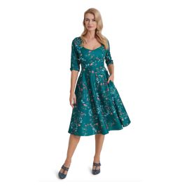 Dolly & Dotty Scarlette Debra Bird Dress Green - FiftiesStore.com