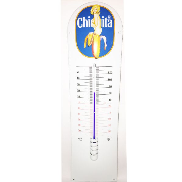 Chiquita Bananas Topless Girl Enamel Thermometer