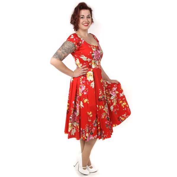 Gina Seville Midi Dress Red - FiftiesStore.com