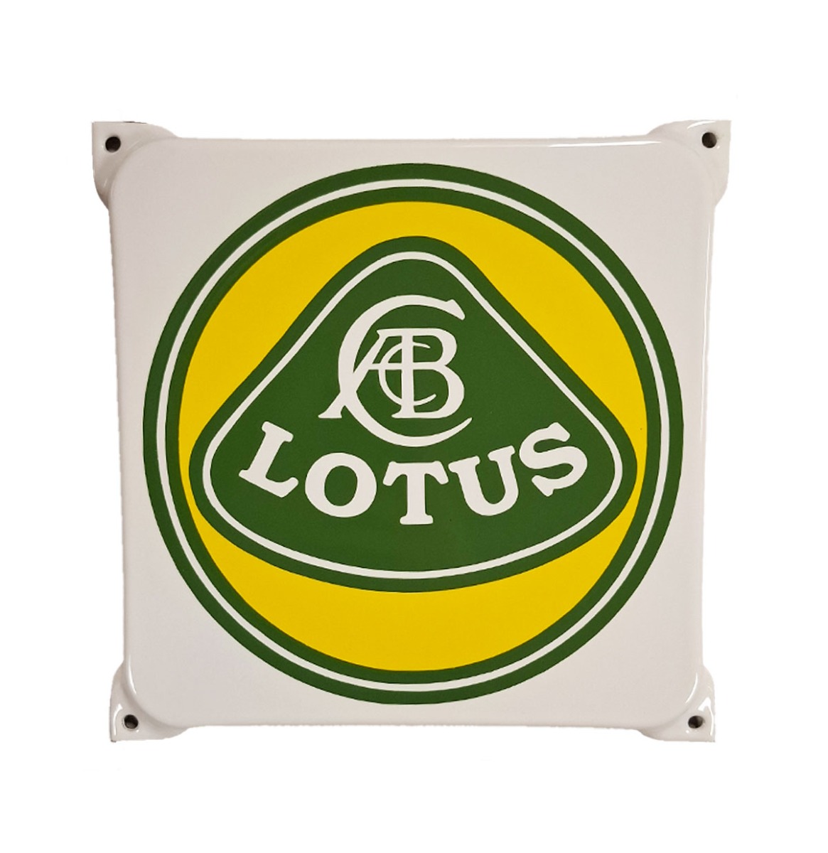 Lotus Logo Emaille Bord - 20 x 20cm