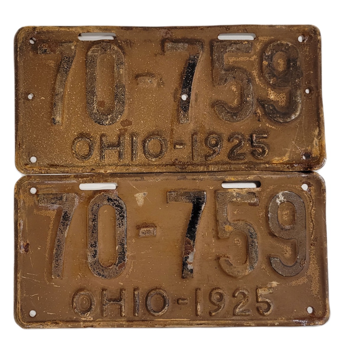 Ohio Kentekenplaat - 1925 - Origineel, Set van 2