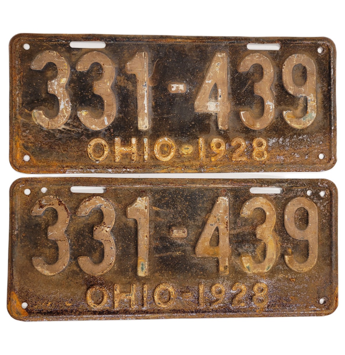 Ohio Kentekenplaat - 1928 - Origineel, Set van 2