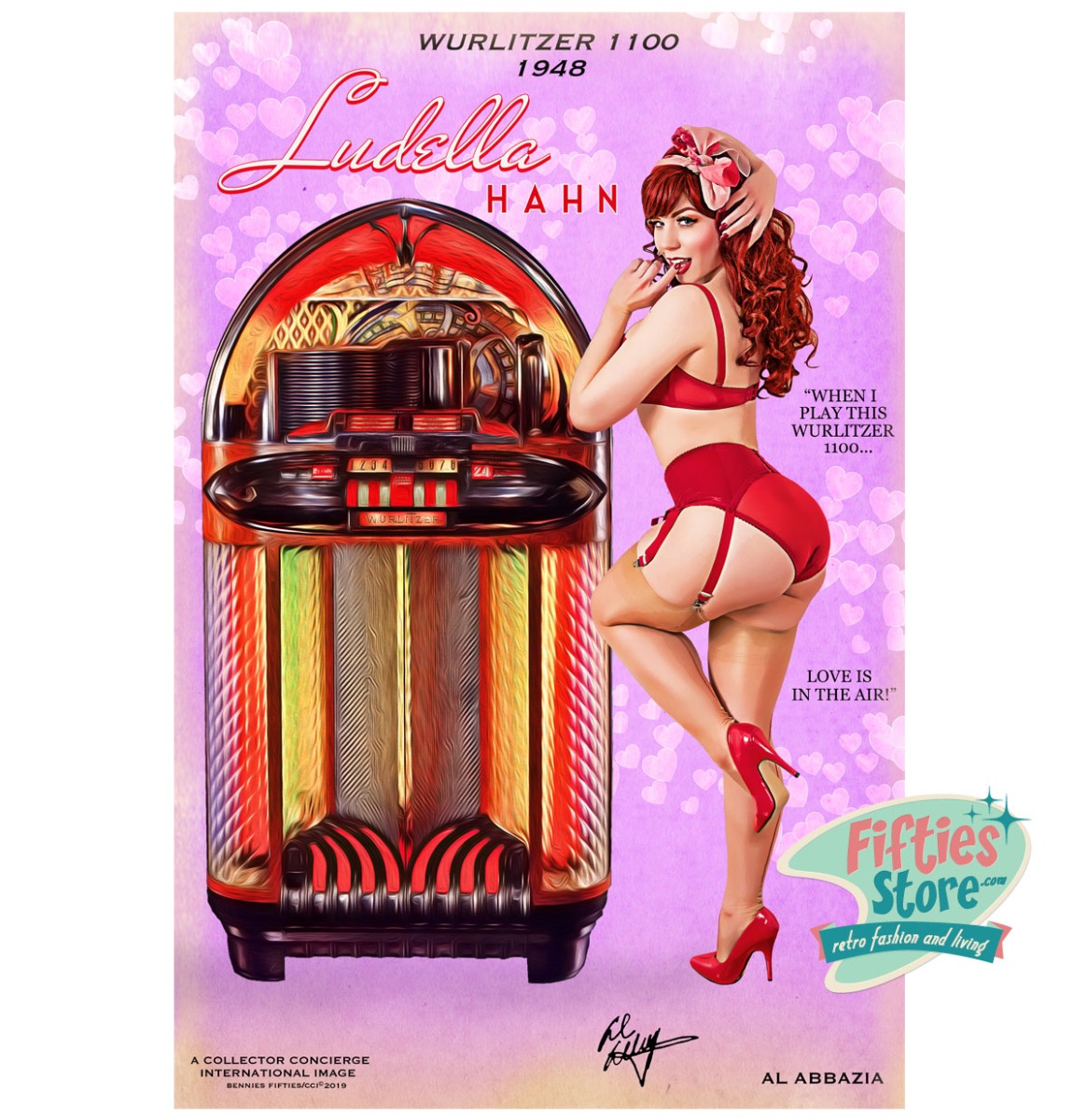 Aanbieding Wurlitzer 1100 Jukebox Pin Up Ludella Hahn Zwaar Metalen Bord 92 X 61 Huismerk Met 