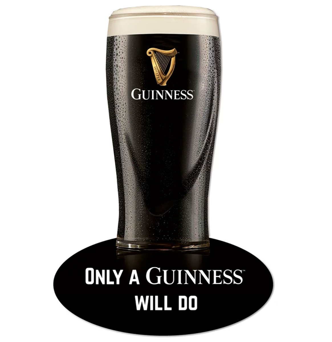 Wandbord Cafe Pub - Guinness Glas Only A Guinness Will Do (special shaped) Bier