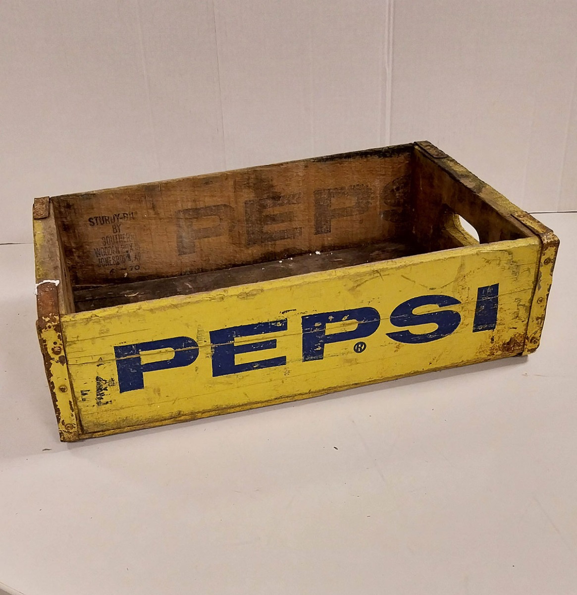 Vintage Origineel Geel Houten Pepsi Krat (2)