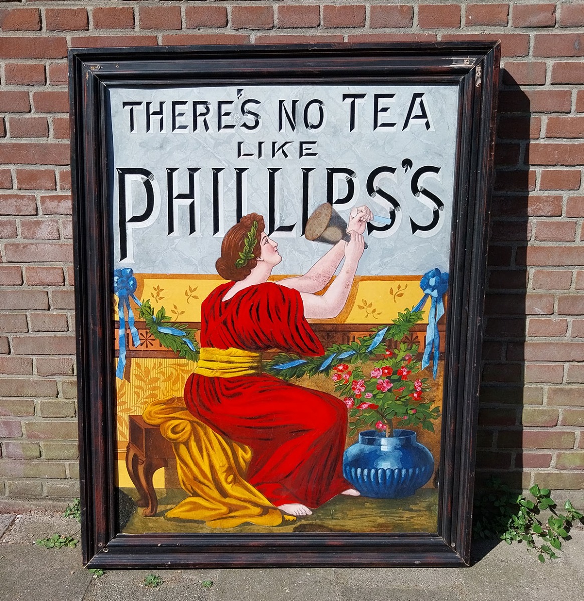 Phillips Tea Emaille Bord in Lijst - 127 x 97cm - Origineel (Zeldzaam)