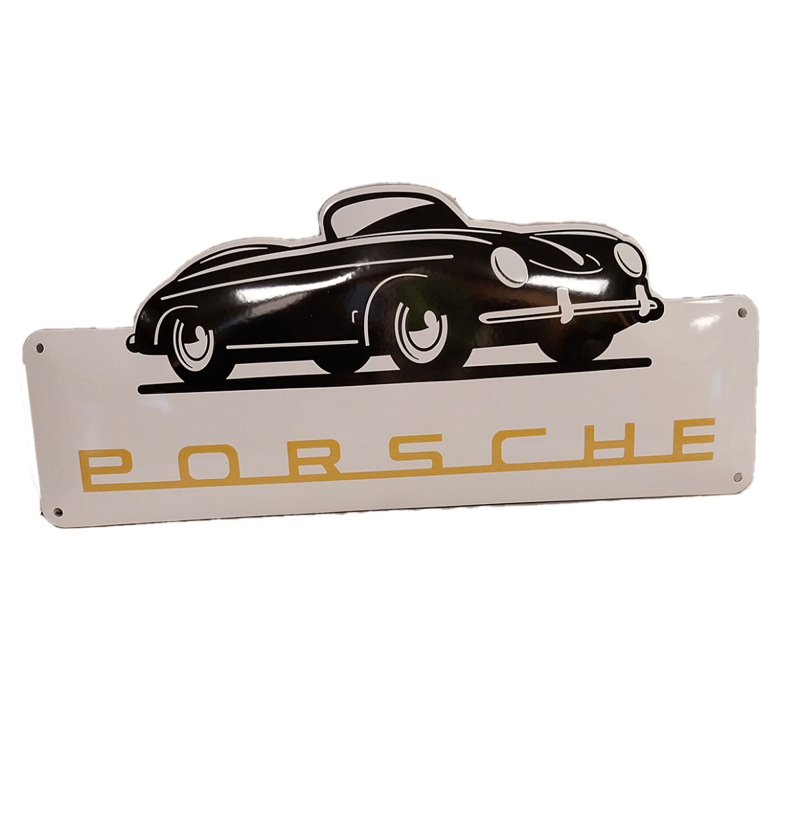 Porsche 356 Geel Emaille Bord - 60 x 27cm