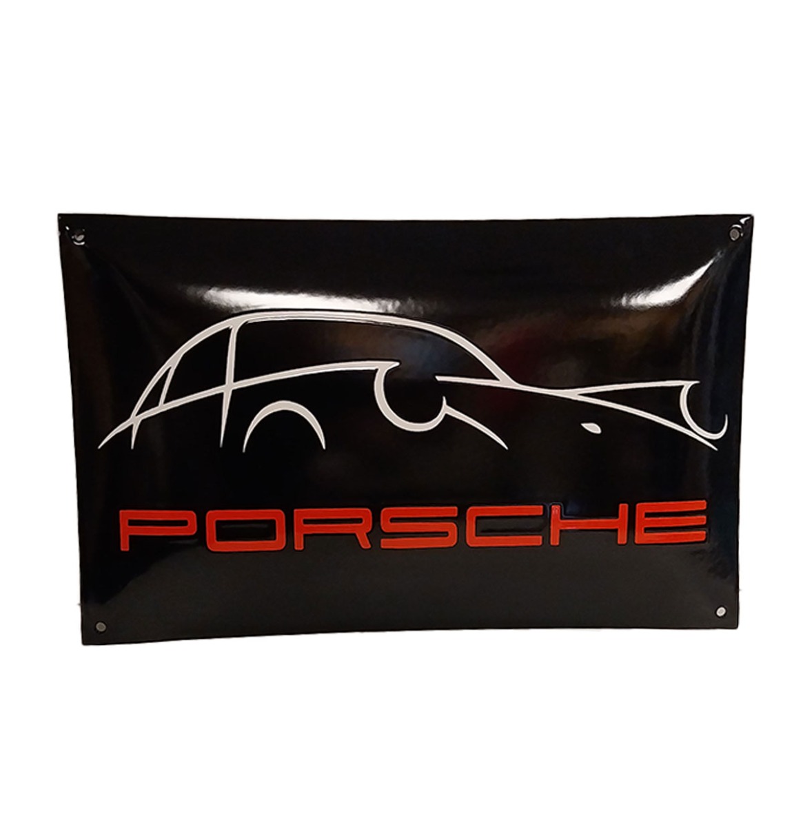 Porsche Silhouette Zwart Emaille Bord - 40 x 25cm