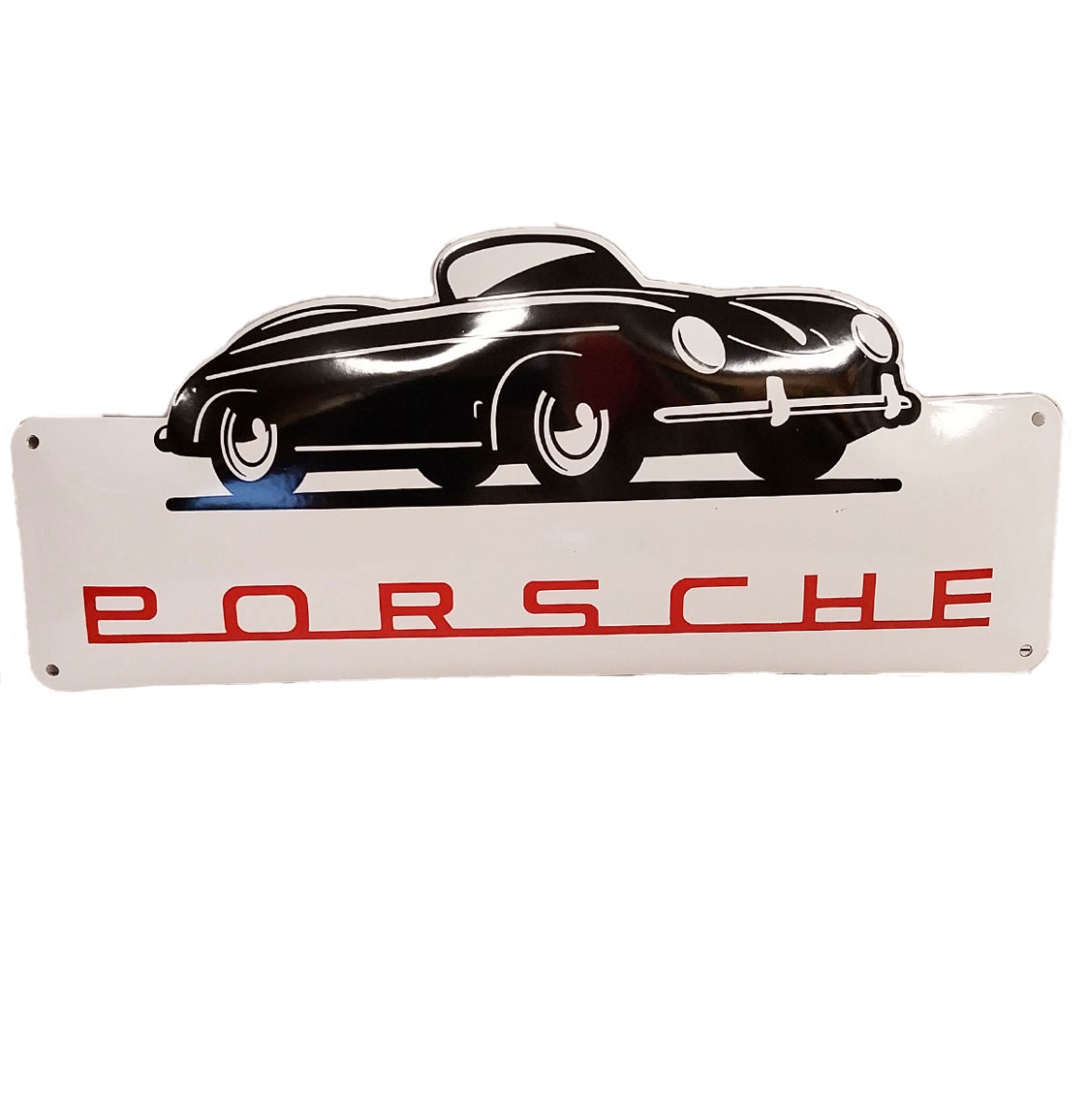 Porsche 356 Rood Emaille Bord - 60 x 27cm