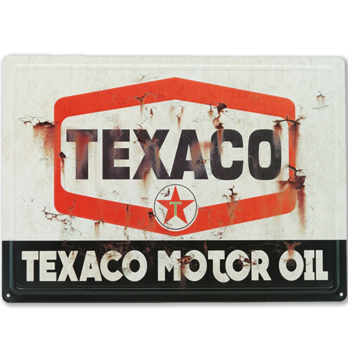 Texaco Motor Oil - Metalen Bord Met Reliëf - 43 x 31 cm