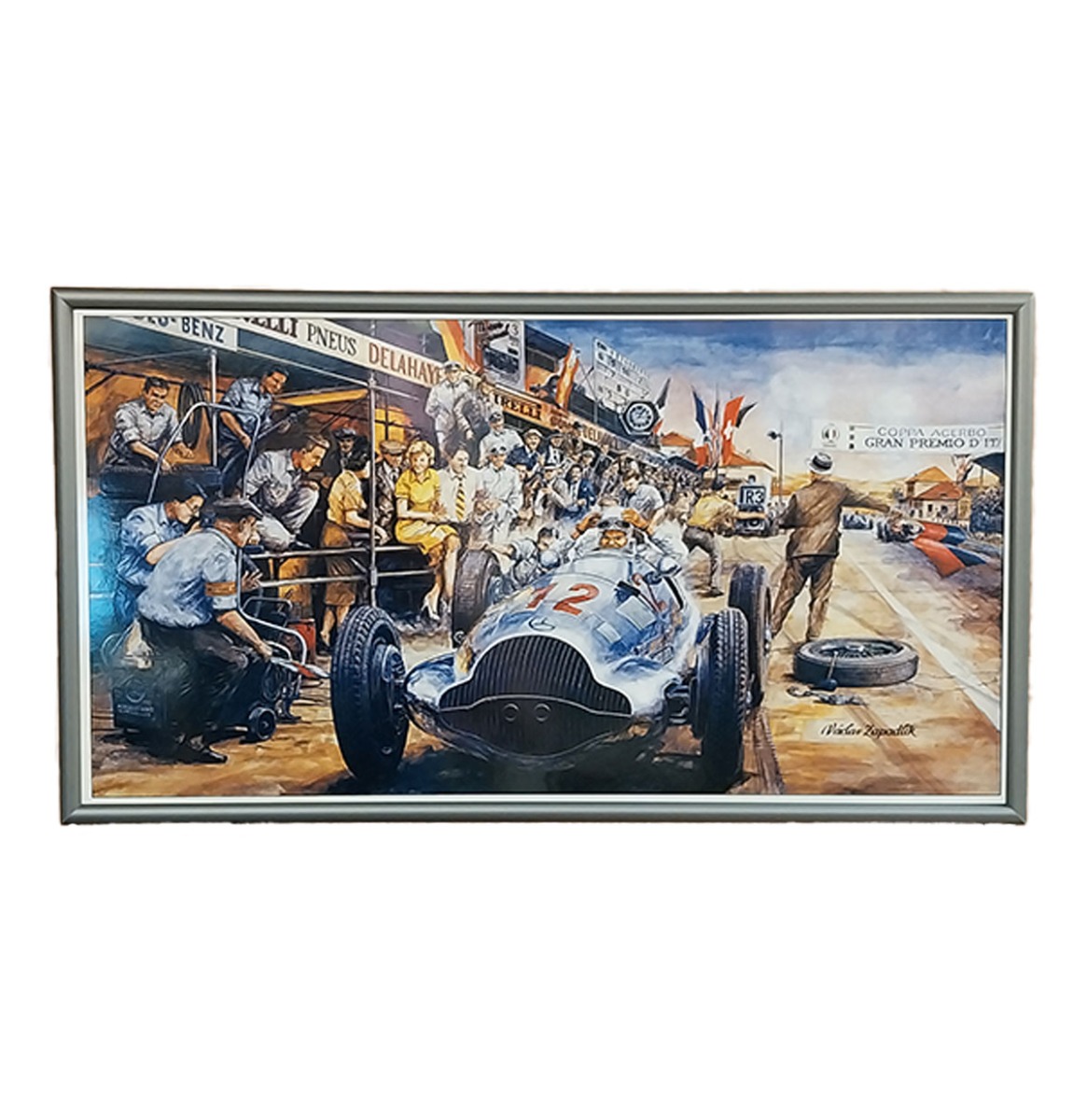 Zapadlik Vintage Racing Ingelijst Emaille Artwork - 39 x 22cm